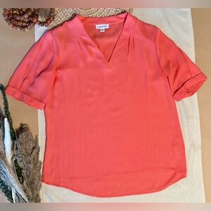 Calvin Klein Women's V-Neck Coral Blouse